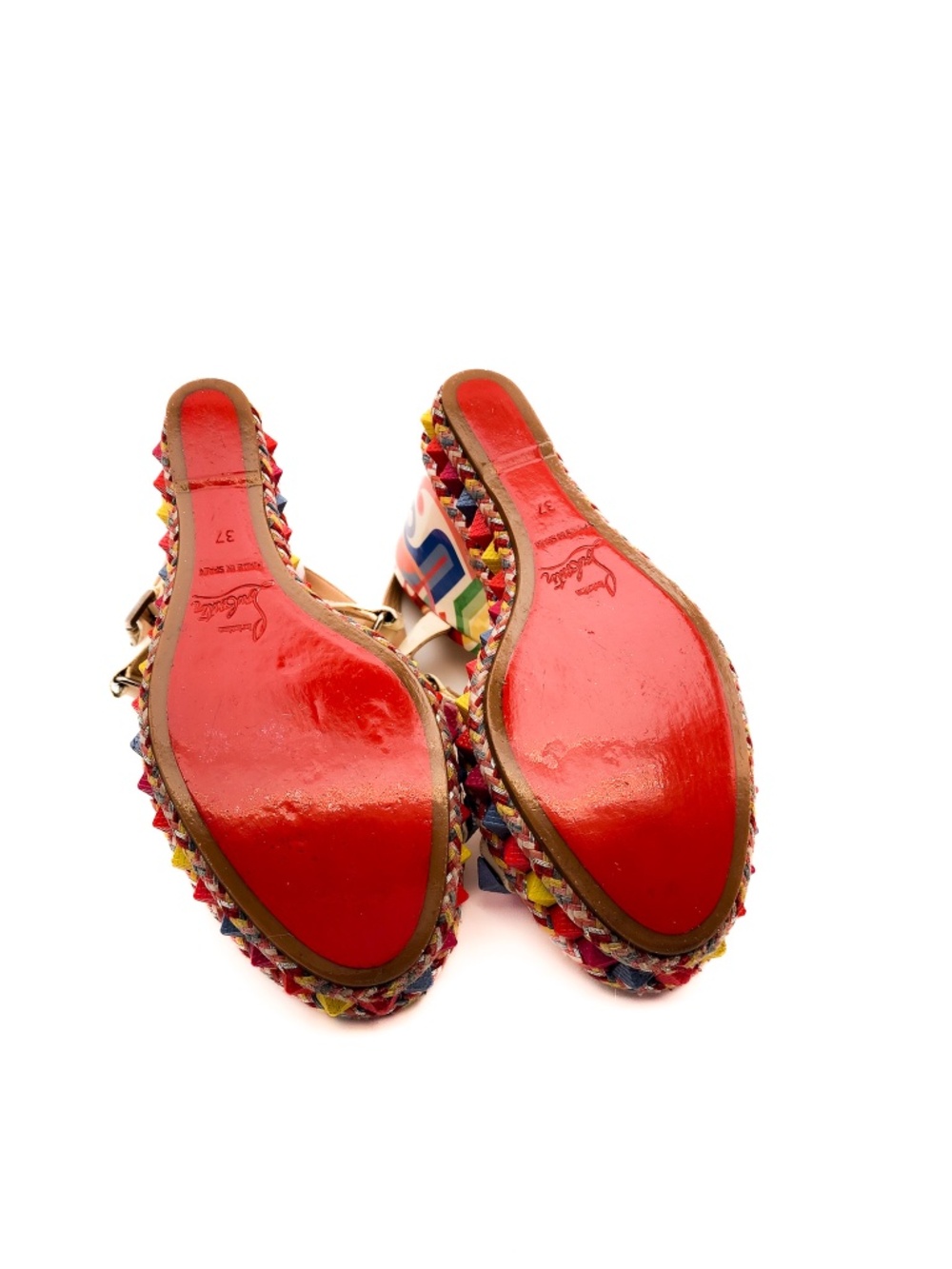 Christian Louboutin Leather Pyraclou 110 Studded Platform Sandals EU 37 - Picture 7 of 7